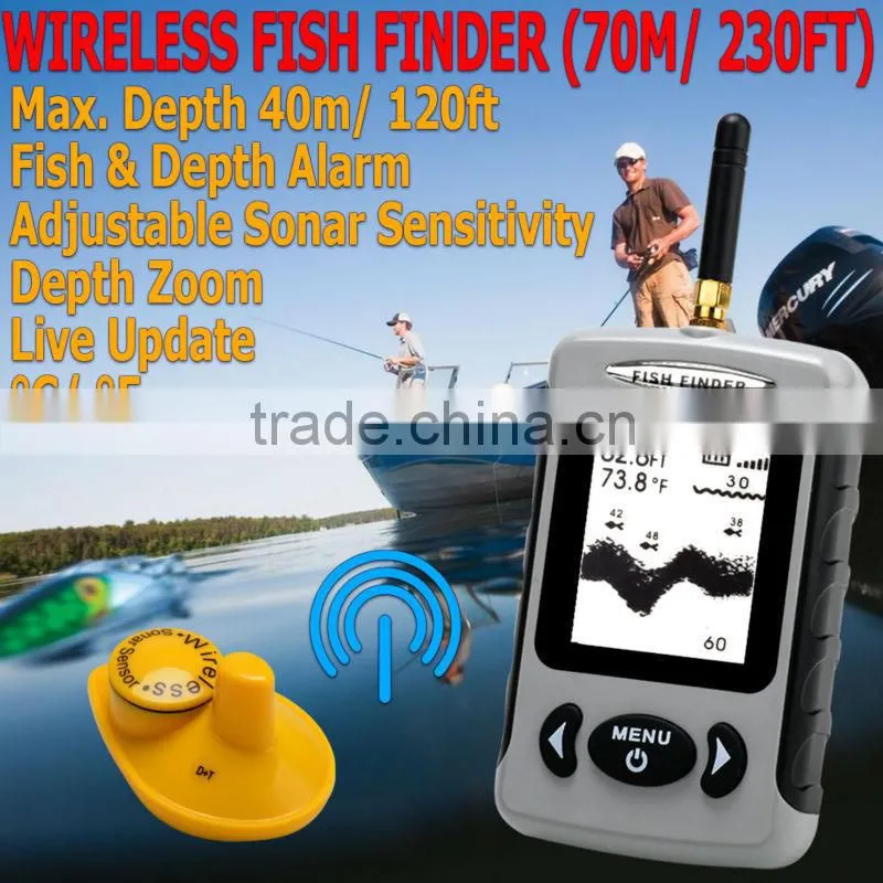 Wireless Sonar River Lake Sea Contour Thermometer C/F Fishfinder Fish Finder