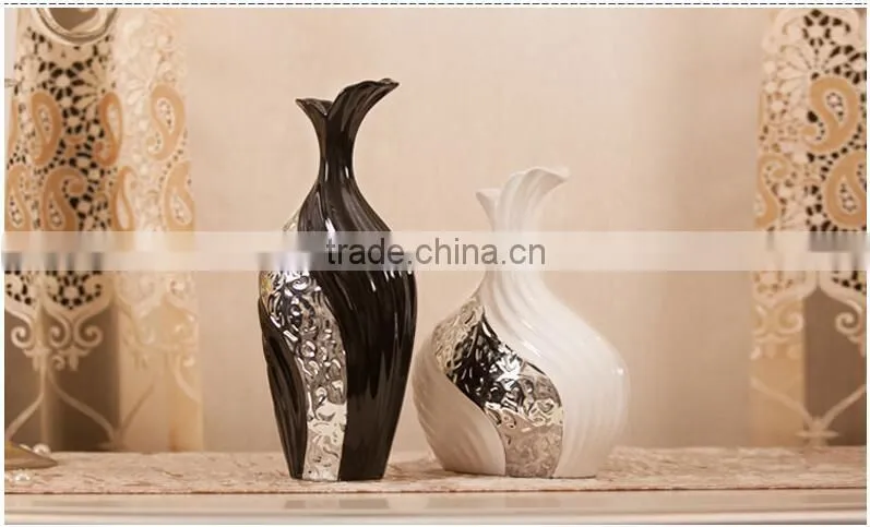Wedding hot sell decorative silver ceramic vase for home deco
