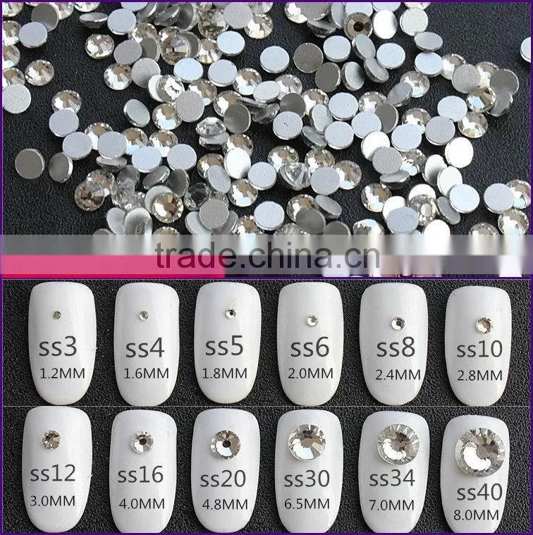 White Clear 1440pieces/bag Shining Flatback Non Hotfix Glue on Rhinestones Nail Art Crystal