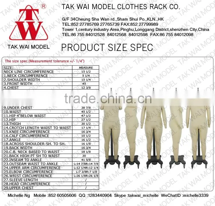 Customized lady large size full body human torso model