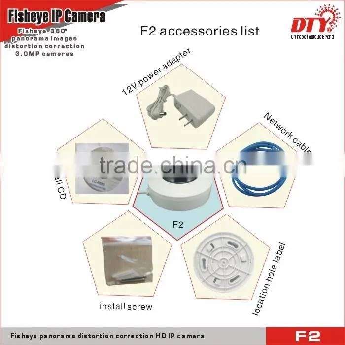 3.0 Megapixel HD Panoramic Fisheye IP Camera,360 degree analog camera,F2