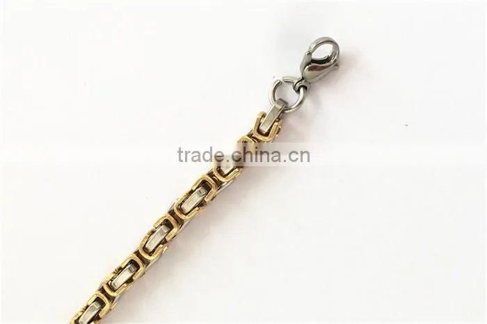 2016 fashionable jewelry gold plated 316l stainless steel chain bracelet for men