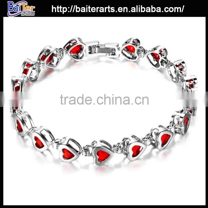 Custom Color Heart Shape Crystal Bangle Bracelet Cheap Pave Crystal Bracelet Wholesale