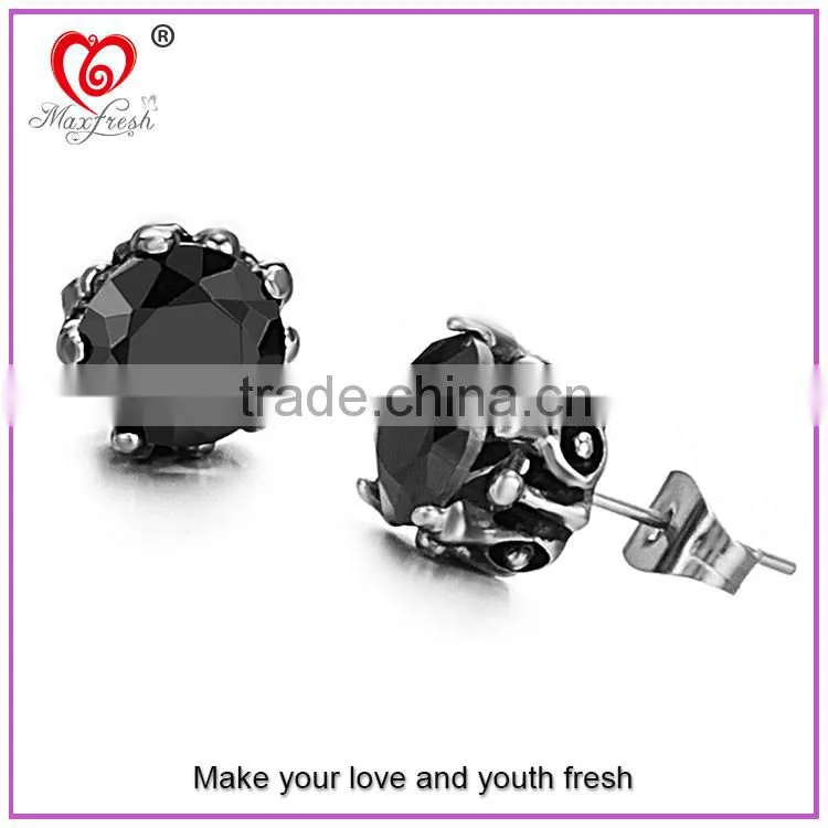Alibaba Wholesale Jewelry Hotsale Simple Unisex Round Cut Basket Rhinestone Zircon CZ Faceted Ear Stud Stainless Steel Earring