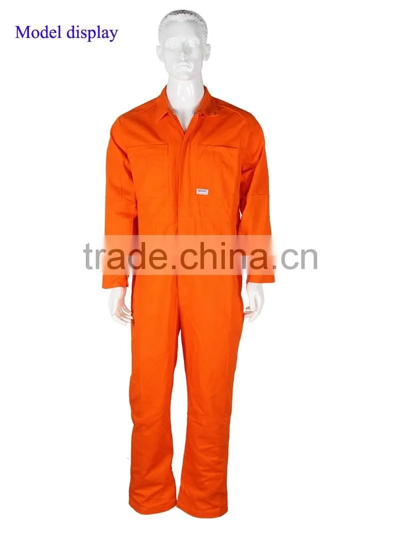 Men's OR orange twill pre shrunk inseams 100% cotton working coverall