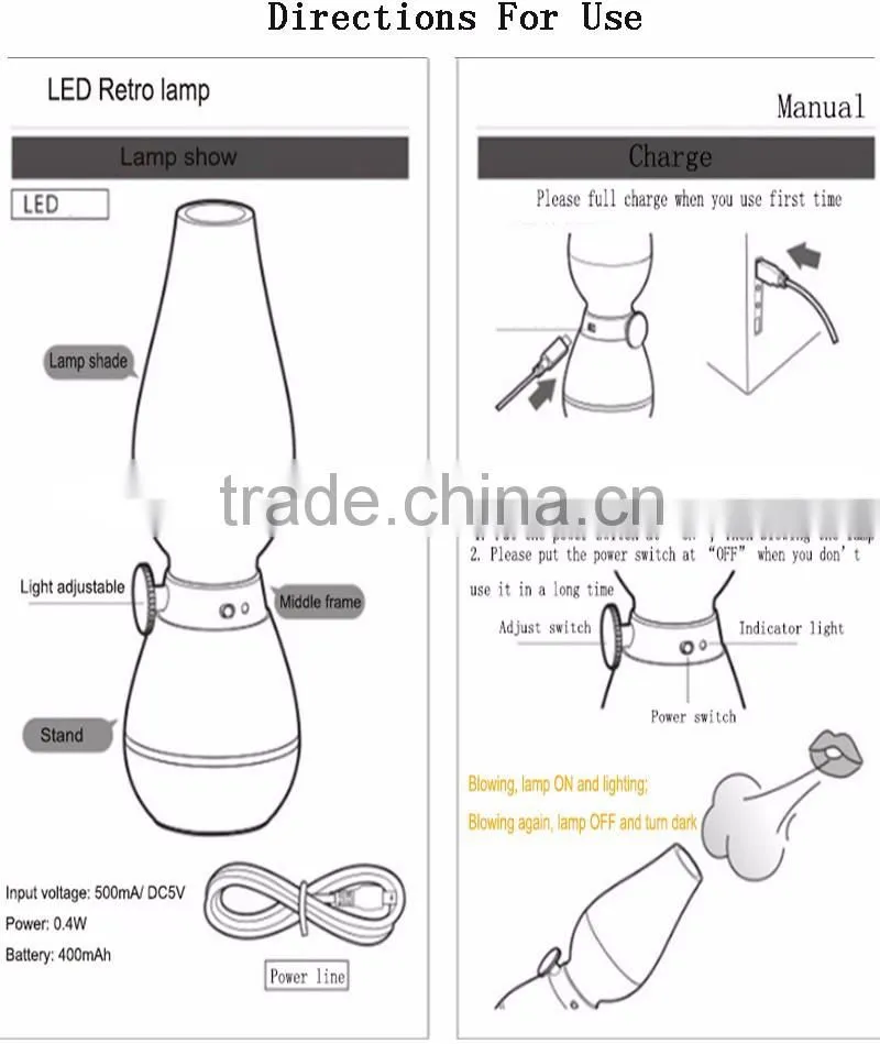 New traditional Retro Vintage LED table Lamp USB Rechargeable Blowing Control Night Light Lamp fancy Table Lamp Room Decoration