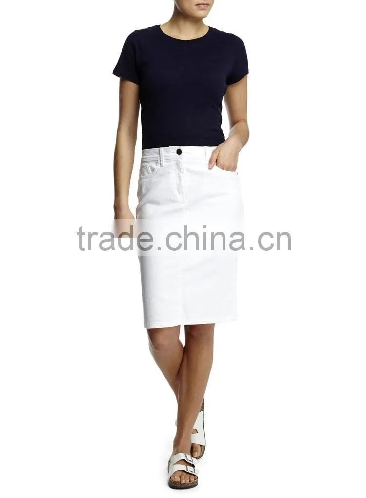 2015 Latest Women Fashion White Demin Skirt