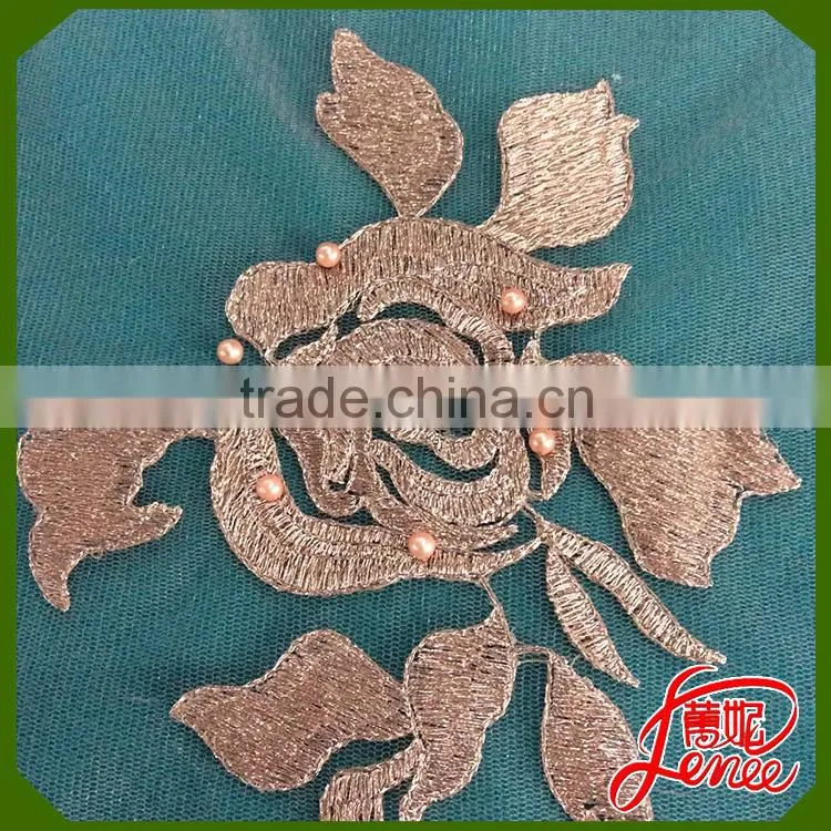 Hot Sale Handmade Embroidery with Soft Golden thread Material
