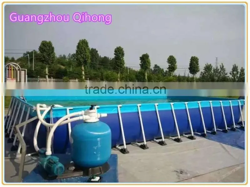 commercial grade rectangular metal frame swimming pool with inflatable water slides, inflatable deep swimming pool