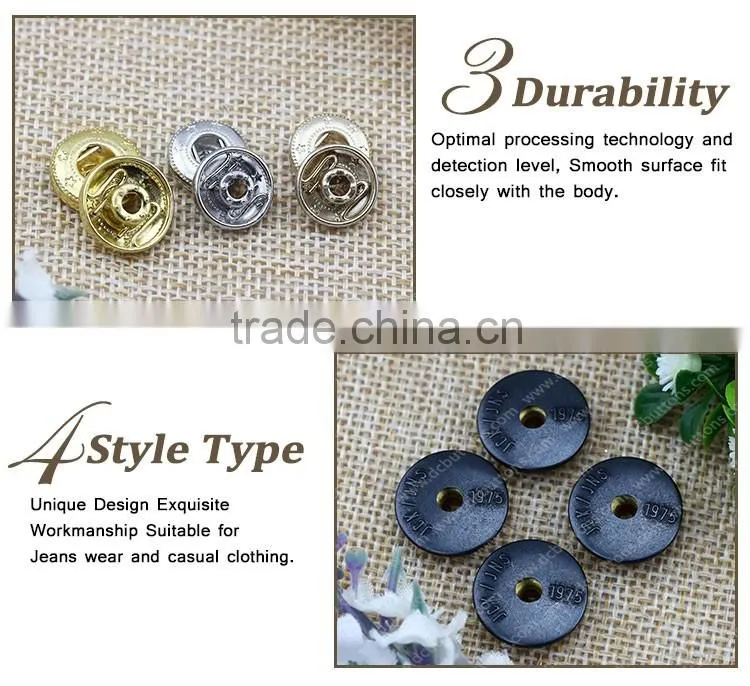 Hot selling custom logo leather metal snaps button for jean pant