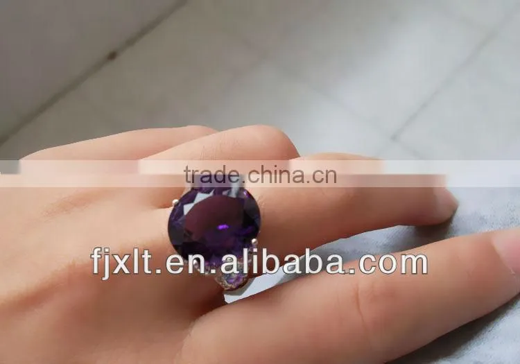 Custom Design Fashionable 925 Sterling Silver Big Amethyst Ring