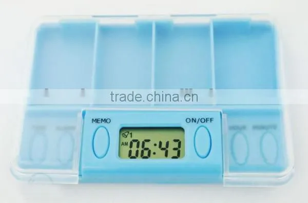 Three Buttons Four Large Compartments Pill Box Timer Countdown Timer with Alarm Function