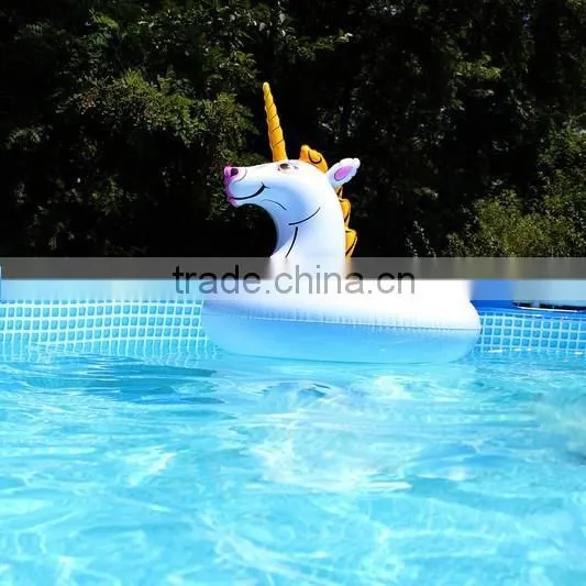 wholesale cute rainbow color unicorn swim ring float
