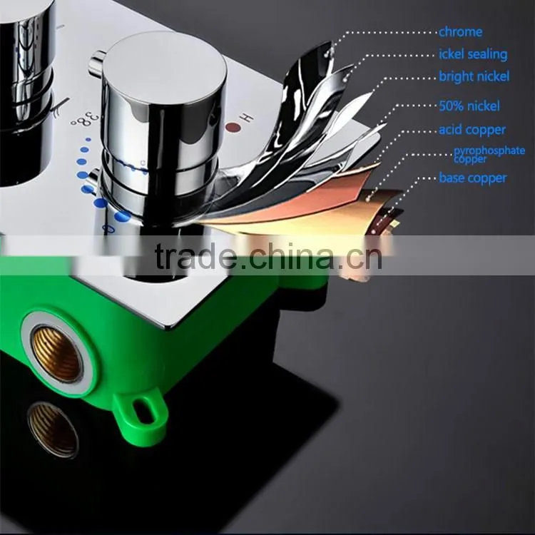 3 function square panel shower diverter valve for conceal shower temperature control thermostatic valve