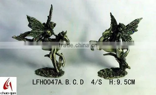 2012 metal lovely fairy with unicorn sculpture 0067