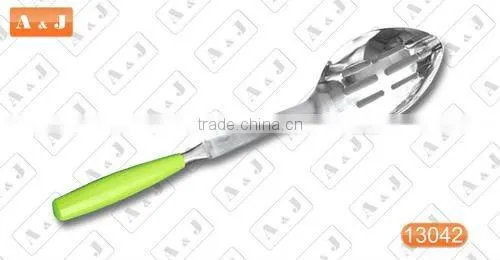 Stainless Steel Slotted Turner with Green Handle