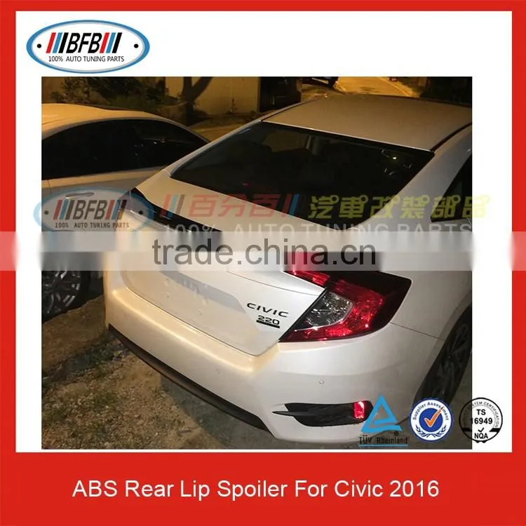 For Civic 10th 2016 Sedan 4Door Primer ABS Rear Trunk Spoiler Unpainted Auto Spoiler
