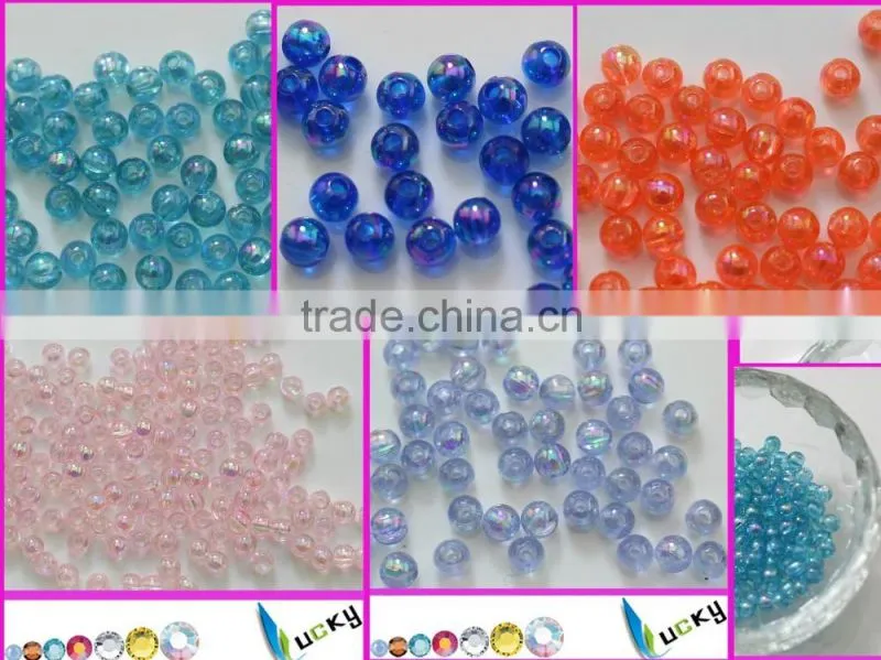 Orange ab color clear Round Acrylic beads colorful ab effect with holes 3mm to 16mm for jewelry Necklace,bracelet