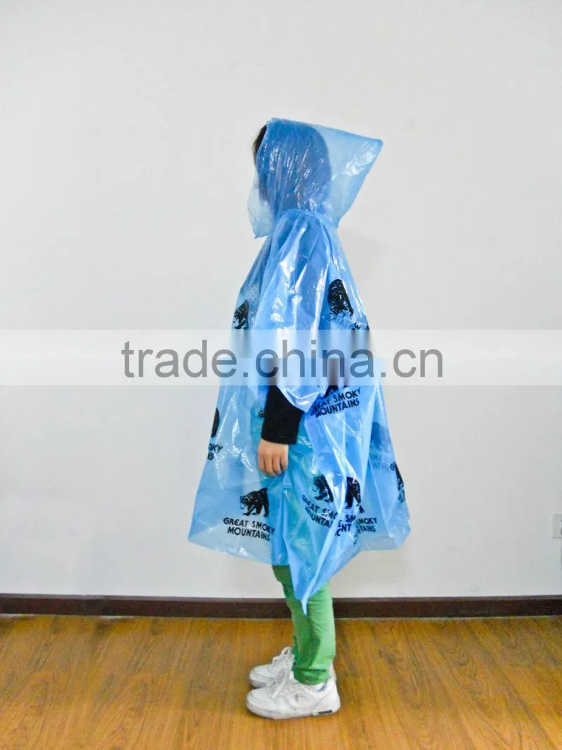 Disposable PE colorful transparent raincoat, PE poncho