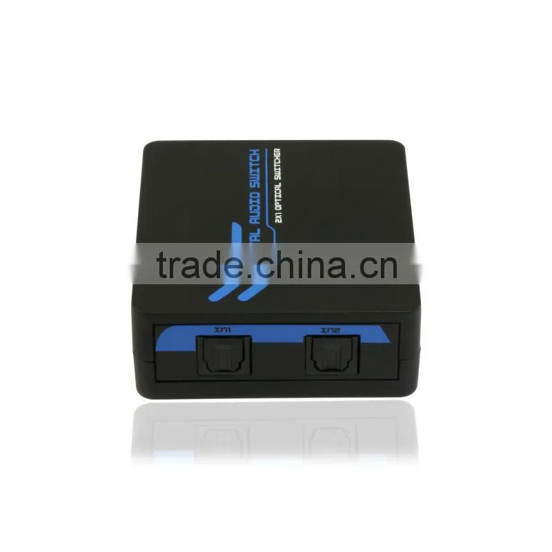 2 to 1 Optical Switch Support signal retiming Digital Audio Switcher With IR Remote Control