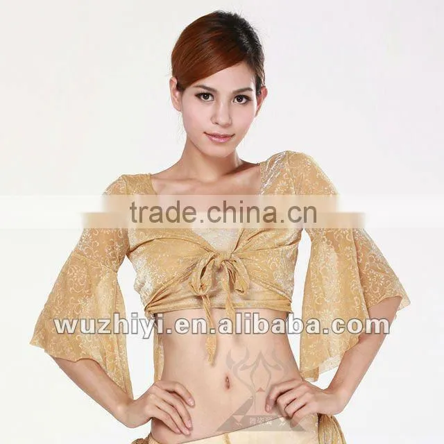 Affordable new hot selling shinning belly capelet | sexy sequin rose belly dance top (SZ006)