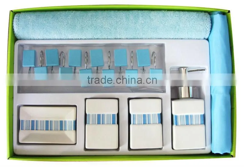 Eco-Friendly Feature and plastic pp bathroom set with plastic soap dispenser
