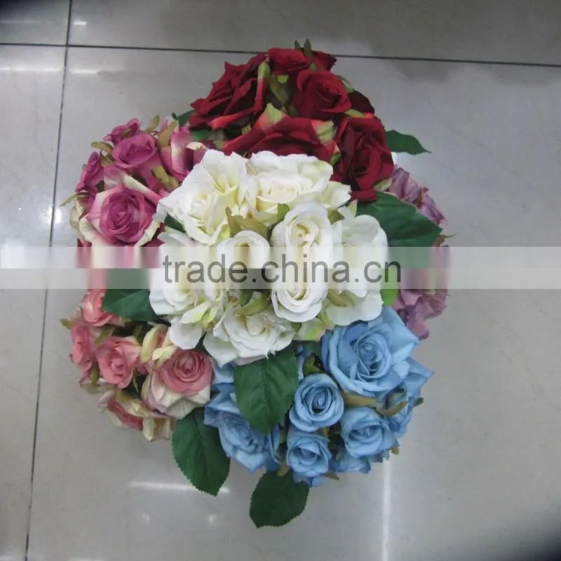 hot sale silk rose flower wedding bouquets with holder