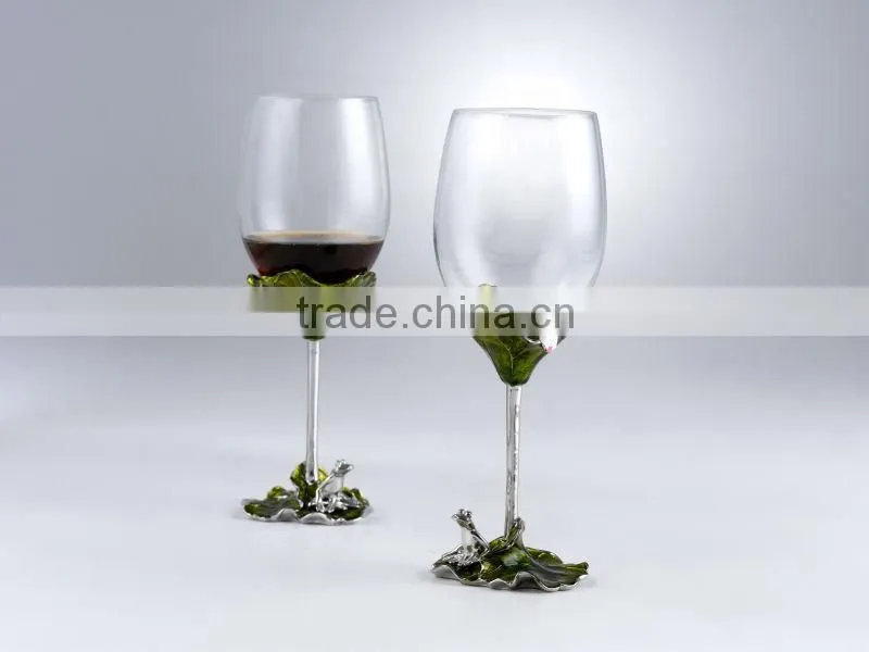 RORO Harmony water lily enamel crystal glass red wine glass