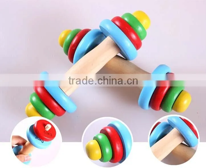 Colorful Wooden Dumbbell For Children and Women