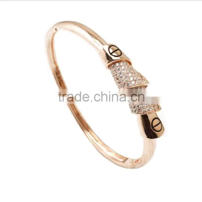 Stunning 925 Sterling Silver Micro Pave Setting Cubic Zirconia gold bangles latest designs