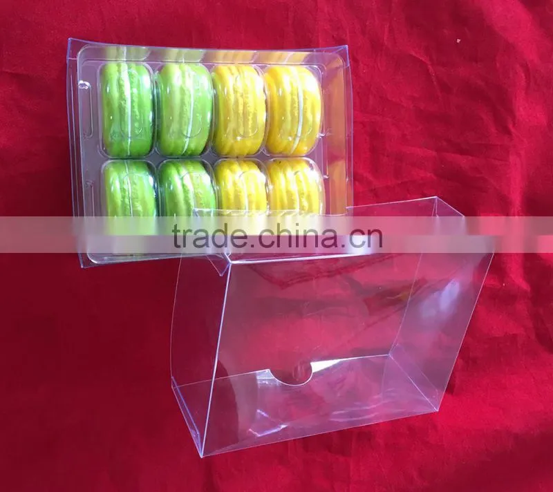 8 pcs customized macaron box clear plastic printed with PET inner trays food industrial use and grade plastic type 5 macaron