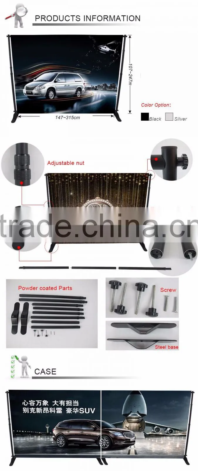 fabric adjustable backdrop pop up stand
