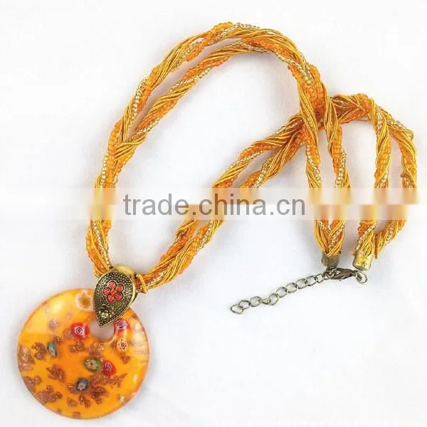 Retro Style Fashion Lady Glass Flower Necklaces Wholesale