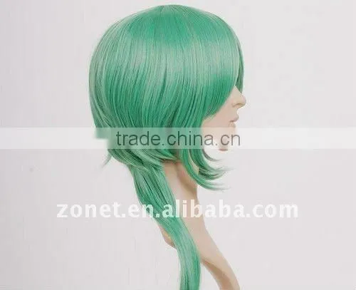 Fashion Cosplay green 60cm HAKUOUKI SAITOU DARK PURPLE COSPLAY WIG with ponytail Wig