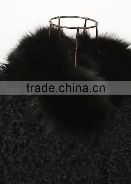 fashion lady's lamb coat for women with fur trim LC96