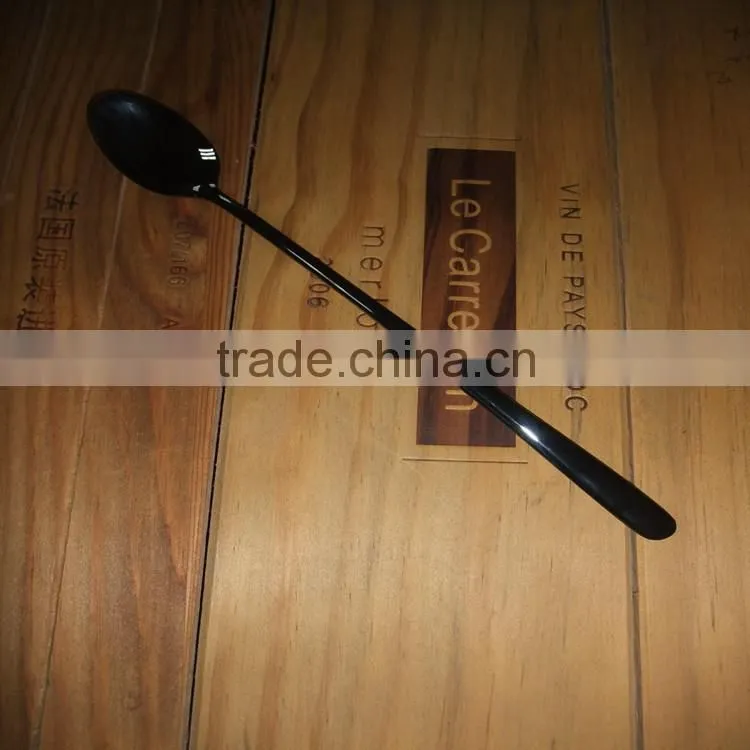 Dishwash safe food grade black Stainless steel long handle ice tea spoon