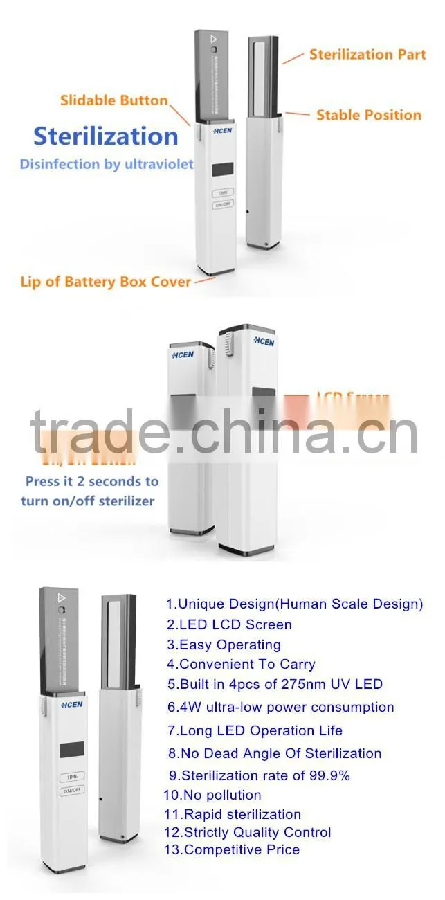 Factory Price UVC LED Germicidal Sanitizer/Portable UV Sterilizer