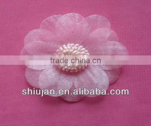 pearl and bead centre artificial fabric flower