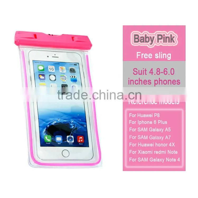 Luminous Transparant Water Proof Bag Phones Portable Outdoor 100% Sealed waterproof case