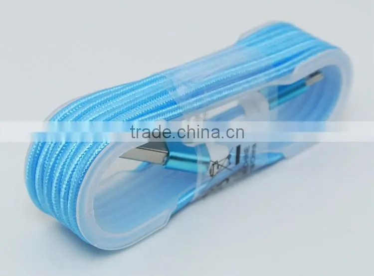 Metal Nylon Woven USB Cable With Blister for I6 usb cable bulk for iphone 7