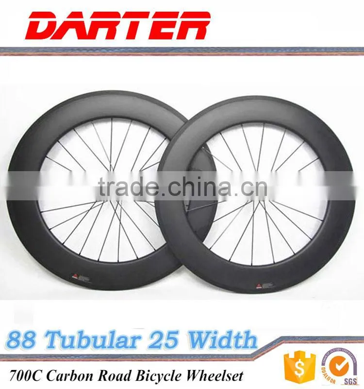 Promotion best quality 700c 25mm wide 88mm depth tubular road bicycle wheels set