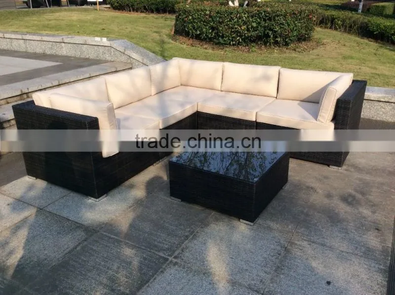 Latest Design L-shape Rattan Wicker Garden Furniture Sofa Set