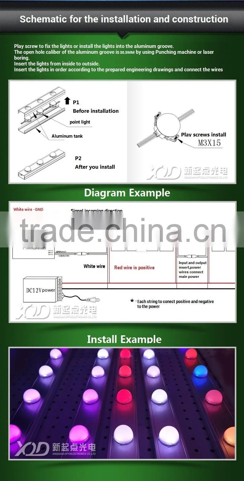 30mm DC12v rgb led pixel lights ws 2811