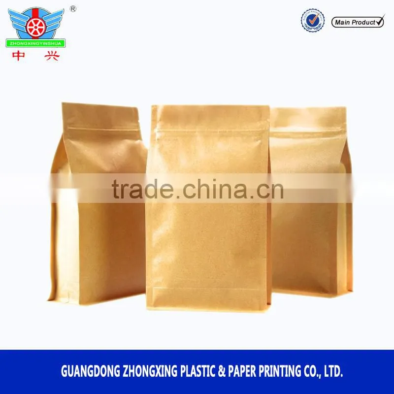 Custom MOPP Kraft paper tea food packaging bags side gusset bag /stand up ziplock bag for coffee Tea