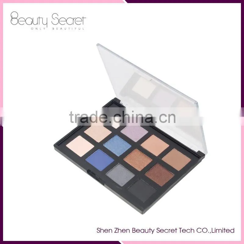 Multi-color shimmer 12 color eyeshadow palette with makeup tool