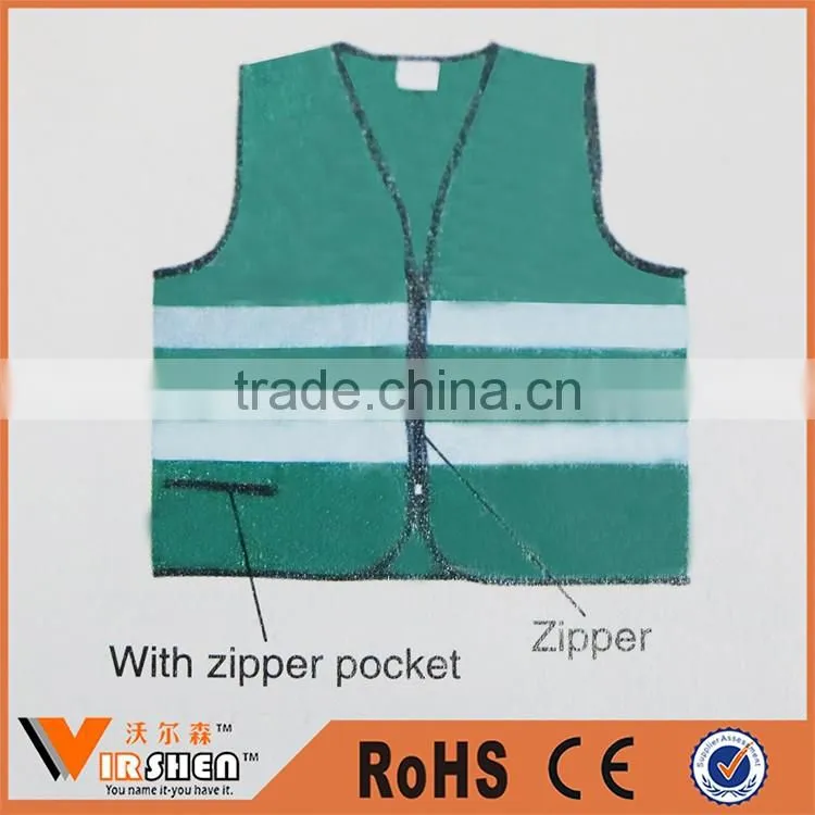 blue mesh reflective safety vest with pockets