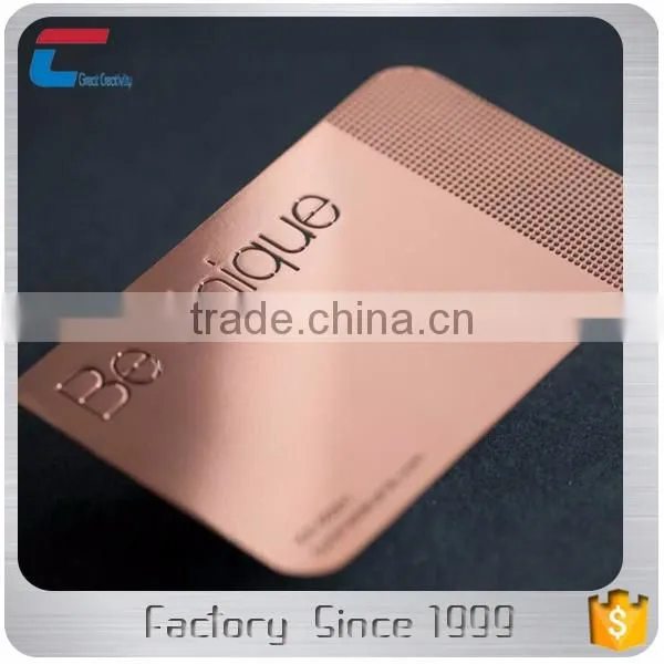 Custom Laser Out/Cut through Logo Rose Gold Metal Business Card