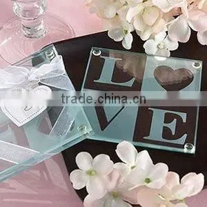 love engraved glass coasters for wedding gift favor