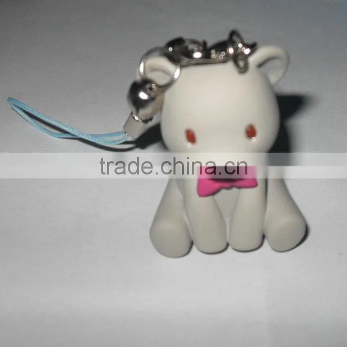 Keyring with polyresin mascot decoration