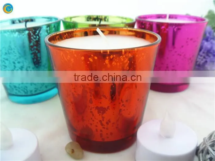 glass candle holder filling with wax set